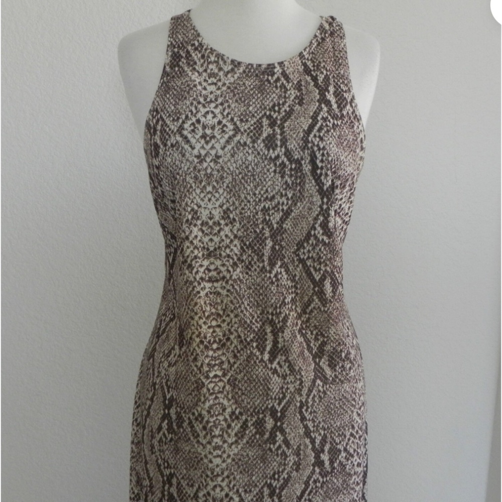 Vtg LAUNDRY by Shelli Segal Snakeskin Print Halter Maxi Dress Women’s Size Sm